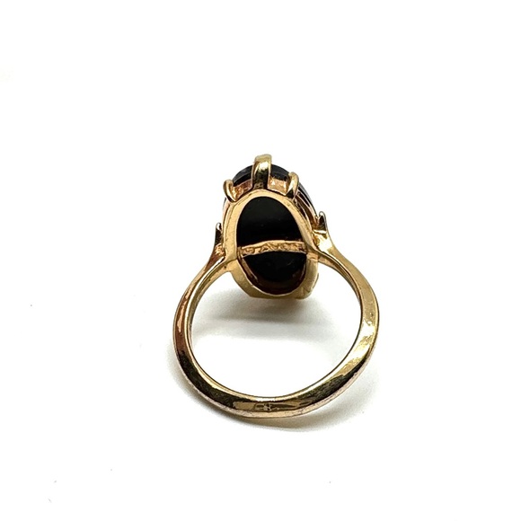 Vintage Avon Nightflower Ring Goldtone with Black Oval Faux Onyx Size 5 3/4 - Picture 7 of 13